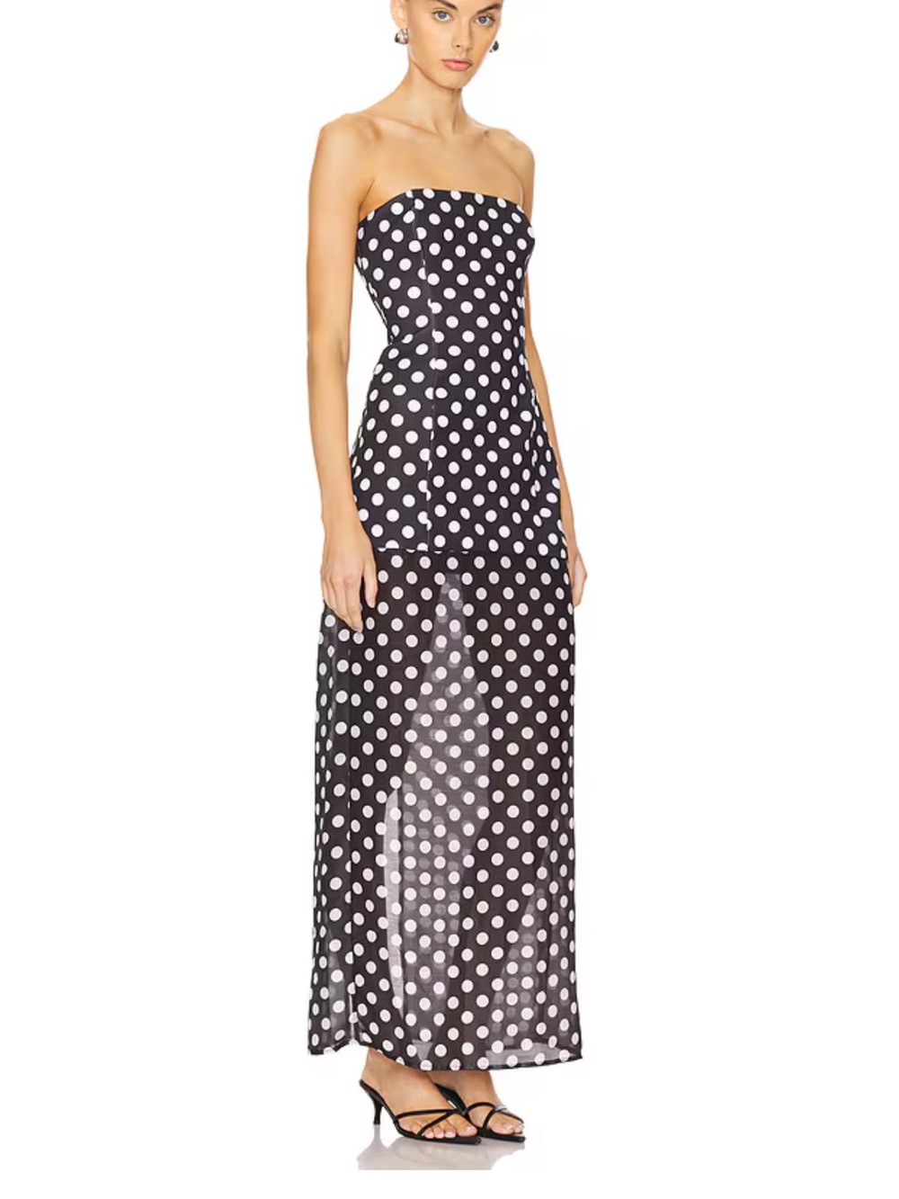 x REVOLVE Chloe Dress in Black & White Polka Dot - Picture 2 of 6
